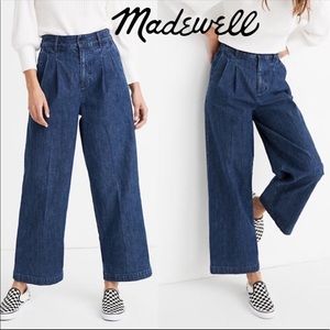 Madewell High Waisted Pleated Wide Leg Jeans